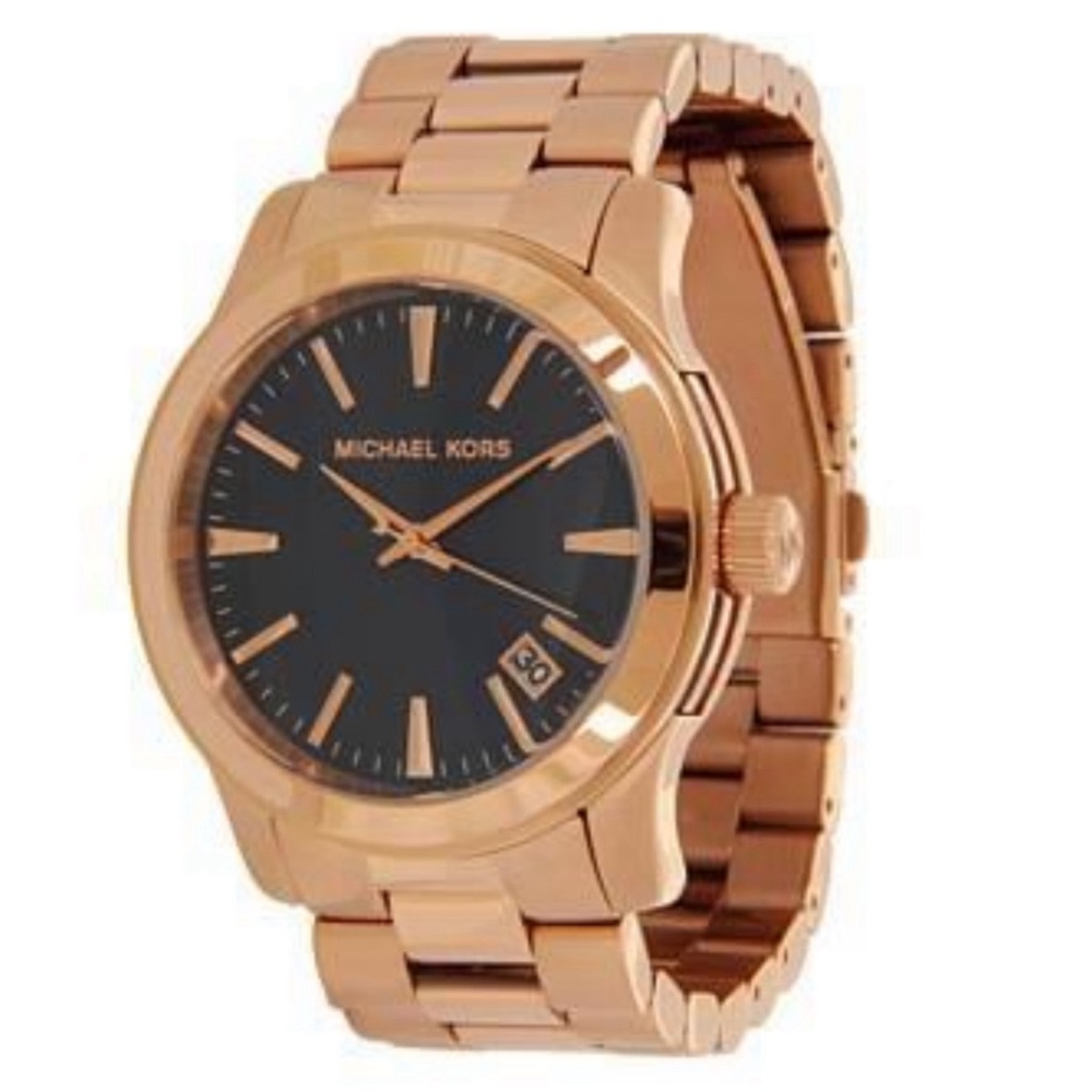 MICHAEL KORS • New Battery Ready To Wear Rose Gold Runway Blue Watch - Picture 3 of 6
